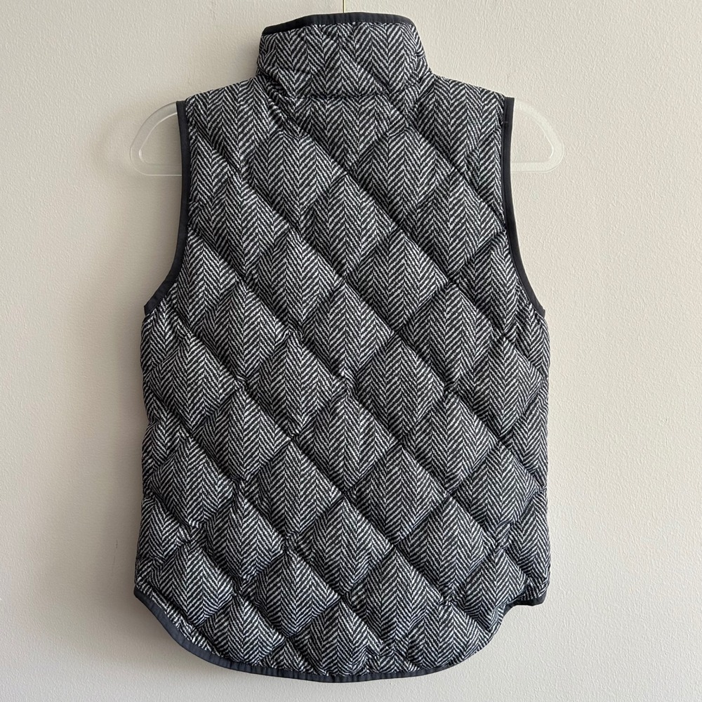 J.Crew Factory Down Puffer Vest Gray Herringbone XS Quilted Down Fill - Picture 6 of 6